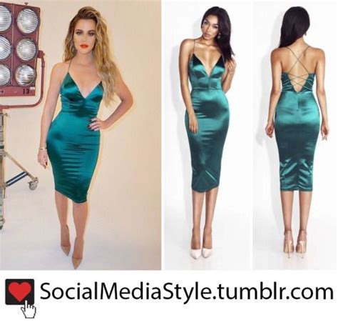 Khloe Kardashians Teal Green Satin Dress Green Satin Dress Teal