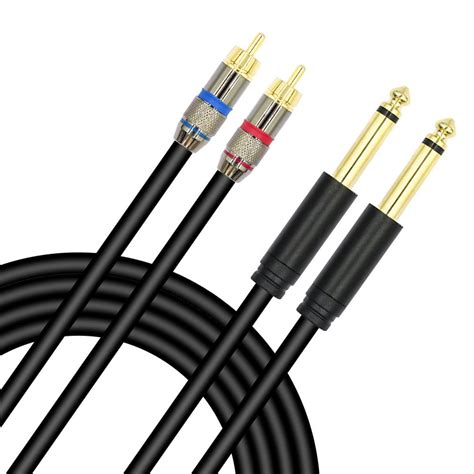 Eeekit Gold Plated Dual 635mm 14 Inch Male Trs Stereo Plug To 2 Rca