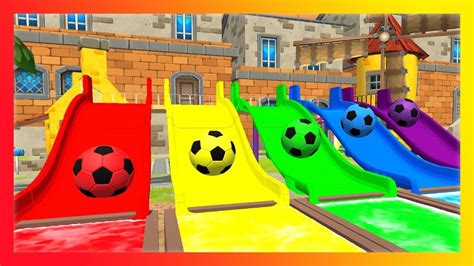 Learn Colors With Soccer Ball Swim Pool Cartoons For Kids