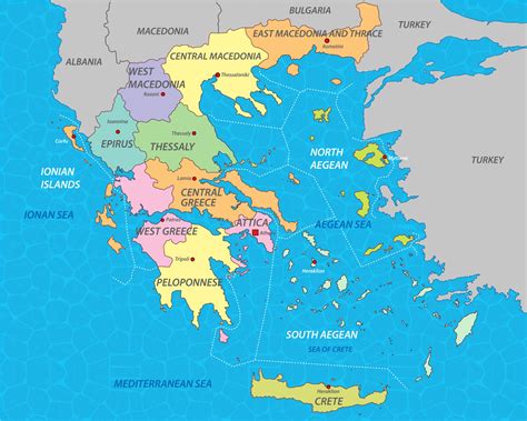 Mapa De Grecia Con Estados 2385826 Vector En Vecteezy