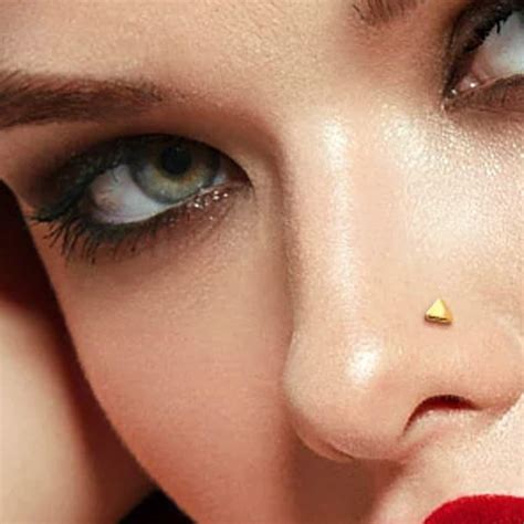 Gold Triangle Nose Stud Tiny Nose Ring L Shaped Nose Ring Etsy