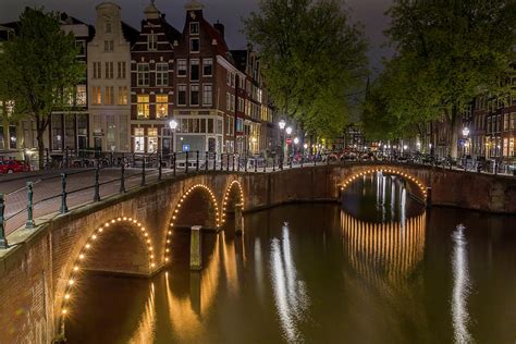 Beautiful Night Scenery Of Amsterdam Netherlands Photograph By Sheng
