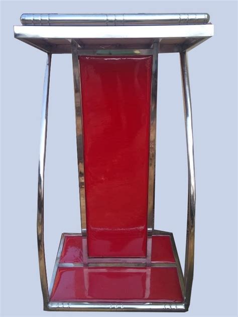Red And Silver Stainless Steel Speech Podium For Schoolcollege And