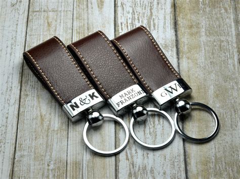 Personalized Engraved Leather Key Chain Monogrammed