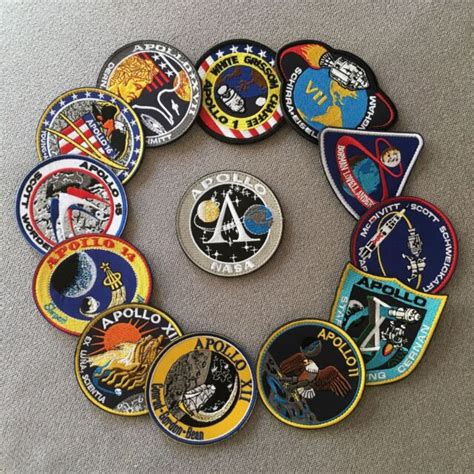 Embroidered 13 Pcs Usa Apollo Mission Collage Voyager Emblems Space