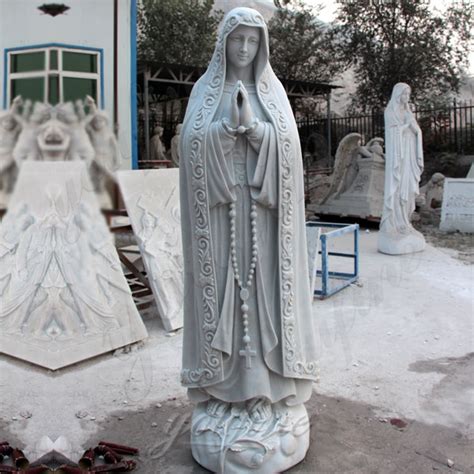 Hand Carved Blessed Mother Of Mary Marble Statue Outdoor Decoration For