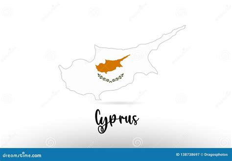Cyprus Country Flag Inside Map Contour Design Icon Logo Stock Vector