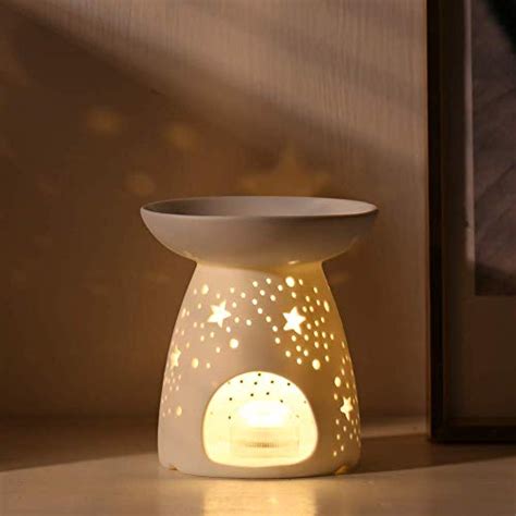 Ceramic Tealight Holder Essential Oil Burner Candle Warmers Carved Star