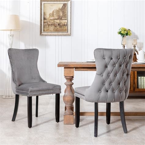 Clihome Set Of 2 Zb Dining Chair Contemporarymodern Velvet Upholstered