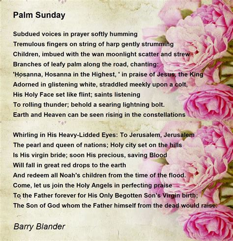 Palm Sunday Palm Sunday Poem By Barry Blander
