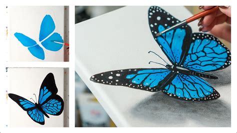 Step By Step Blue Morpho Butterfly Acrylic Painting Homemade