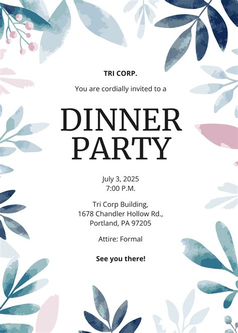 Free Dinner Invitation Templates And Examples Edit Online And Download