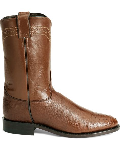 Justin Mens Smooth Ostrich Roper Western Boots Boot Barn