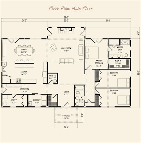 Pre Designed Combination Barn Home Main Floor Plan Layout3 Barn House