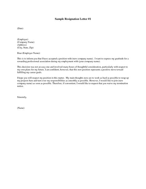 Free Printable Letter Of Resignation Form Generic