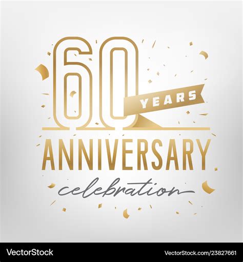 60th Anniversary Celebration Golden Template Vector Image