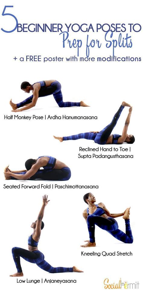 Beginner Yoga Poses To Prep For Splits Easy Yoga Workouts Yoga For