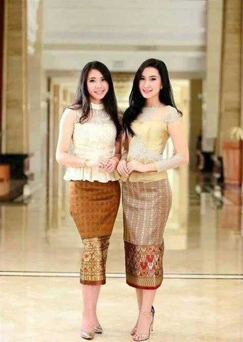 Lao Modern Sinh Traditional Asian Dress Asian Style Dress Laos Clothing