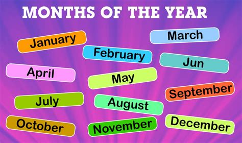 Months Of The Year For Kids Name Of Months Kindergarten