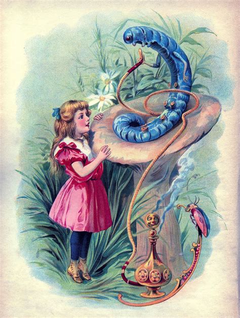 Vintage Graphic Alice In Wonderland With Caterpillar The Graphics Fairy