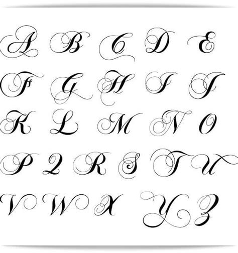 Abecedario hermoso para tatuajes Letras cursivas Imágenes de letras