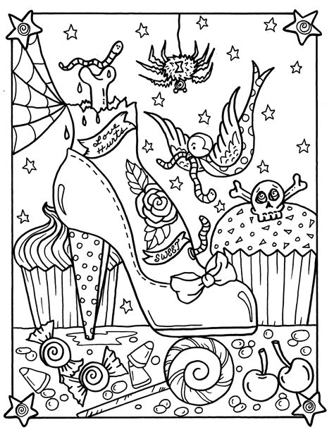 5 out of 5 stars. Halloween Sweets and Pinups Digital Download Coloring Book ...
