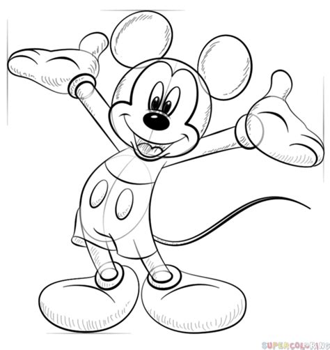 Mickey Mouse Easy Cartoon Drawing Images With Colour Akruti On