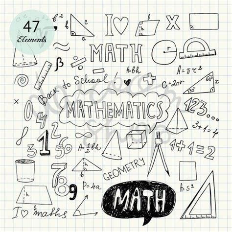 Hand Drawn Mathematics Clip Artmath Elements And Symbolsback To