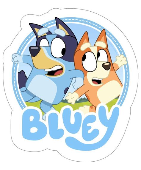 Bluey Y Bingo Logo Bear Party Birthday Stickers Cartoon Logo
