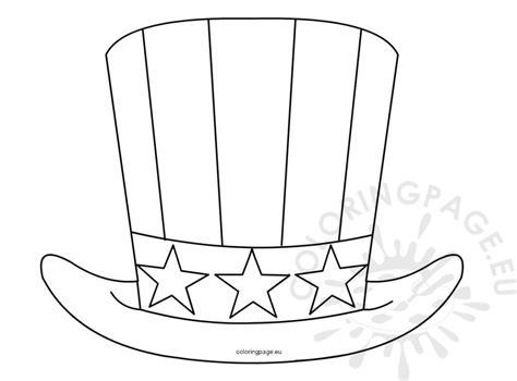 Patriotic Uncle Sam Hat 4th July | Coloring Page