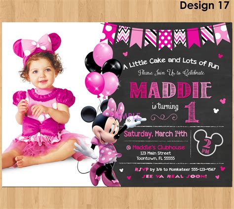 40 1st Birthday Minnie Mouse Invitation Template Invite