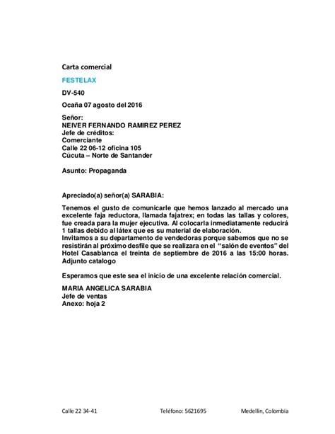 Ejemplo De Carta Comercial Colombia Modelo De Informe