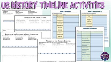 Us History Printable Timeline Activities