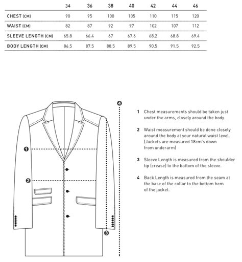 Jackets And Overcoats Size Guide Bell And Barnett