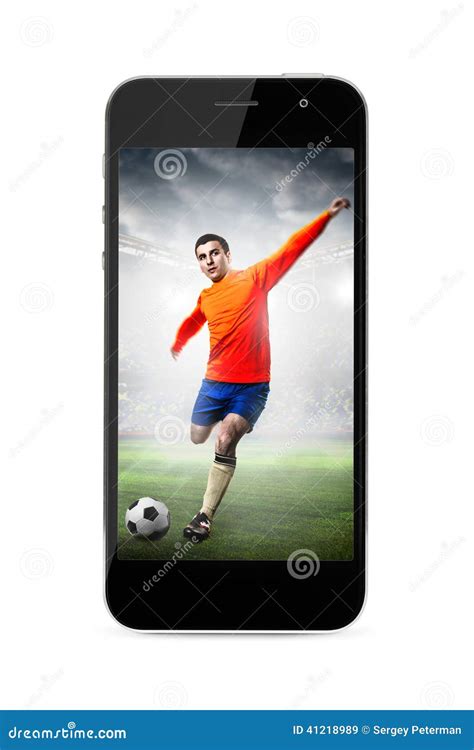 Mobile Soccer Stock Image Image Of Caucasian Media 41218989