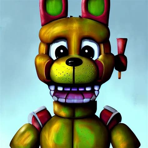 Portrait Of Spring Trap From Fnaf Realistic Painting Stable