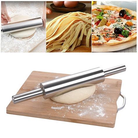 Stainless Rolling Pin Non Stick Pastry Dough Roller Baking Kitchen