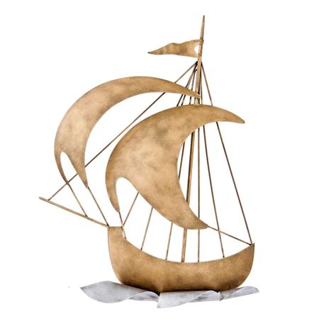 Framed or large format wall hangings. Sailing Ship, Wall Art Sculpture - Handmade Metal Nautical Wall Art Decor, 20" (50cm)