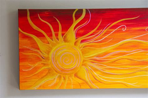 Bohemian Canvas Painting Sun Art Free Spirit Art Modern Sun Painting