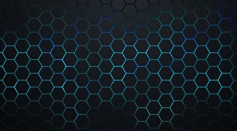 Abstract Dark Hexagon Pattern On Green And Blue Neon Light Background