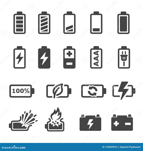 Battery Icon Set Battery Capacity Icon Battery Percentage Level Signs