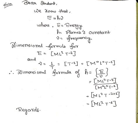 Dimension Formula For Planck Constant Explain Physics Units And