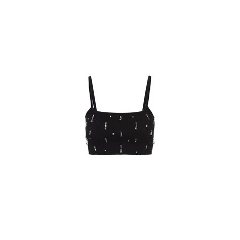 Embroidered Wool Top Black Miu Miu