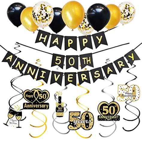 Happy 50th Anniversary Decorations Banner Balloon Hanging Swirls Kit