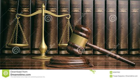 Justice Scale Gavel And Law Books 3d Illustration Stock Illustration