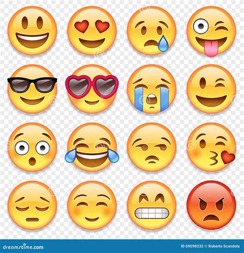 Set Of Emoticons Emoji Social Network Reactions Icon Cartoon