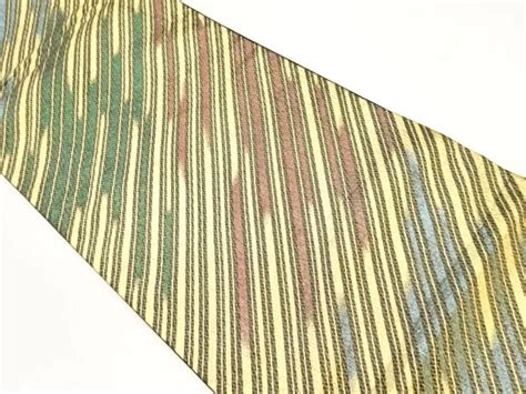 Japanese Kimono Vintage Fukuro Obi Woven Diagonal Stripe Picclick