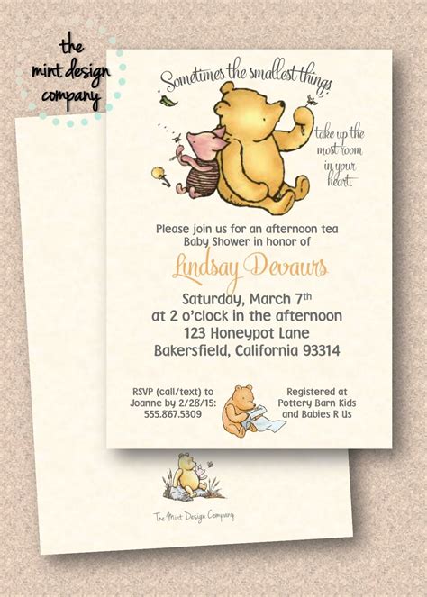 Disney winnie the pooh shower 5x7 stationery card by yours truly. This Classic Winnie the Pooh invitation is perfect for a ...