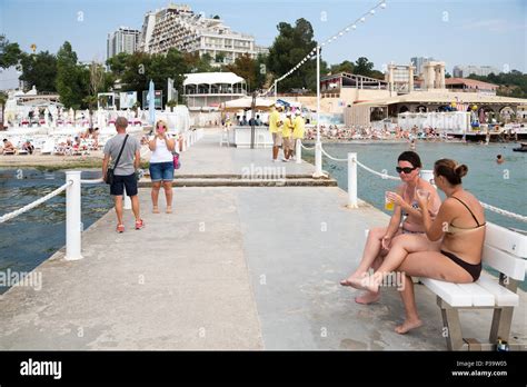 Odessa Ukraine Visitors At Arcadia Beach Stock Photo Alamy