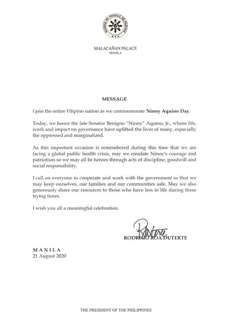 We all know that ninoy steadfastly according to journalist tony lopez, ninoy would have most likely declared martial law too if he became president. President Rodrigo Roa Duterte's message during the ...
